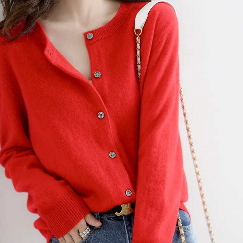 Miranda™ | Unicoloured casual cardigan jumper