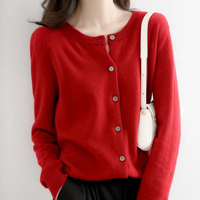 Miranda™ | Unicoloured casual cardigan jumper