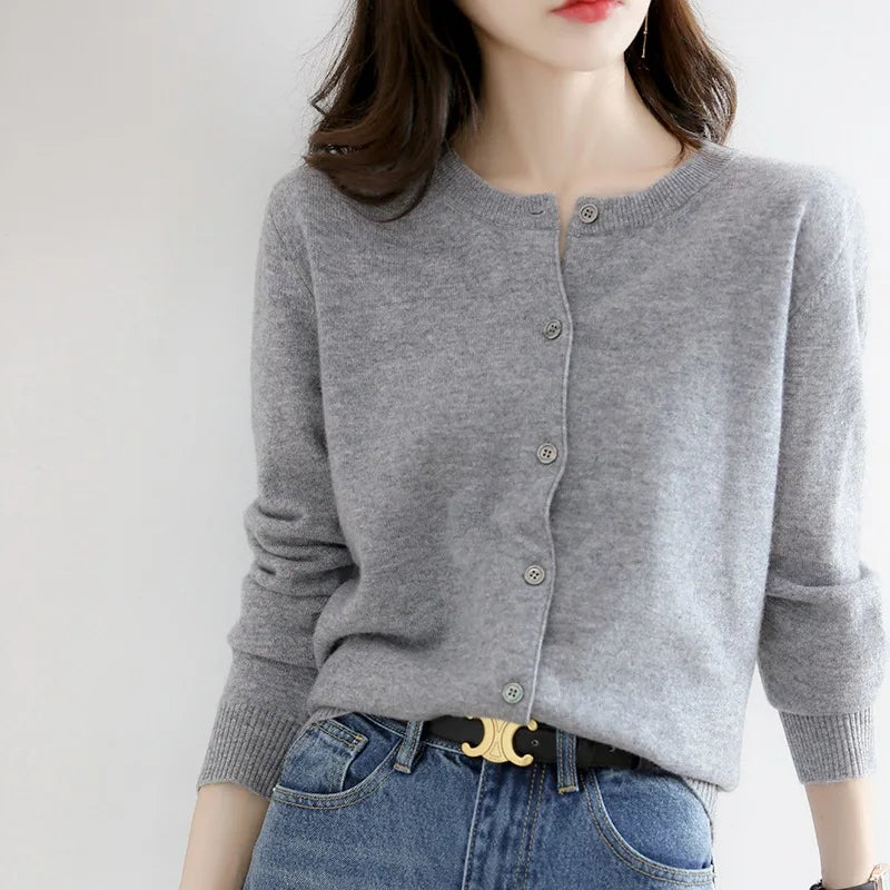 Miranda™ | Unicoloured casual cardigan jumper