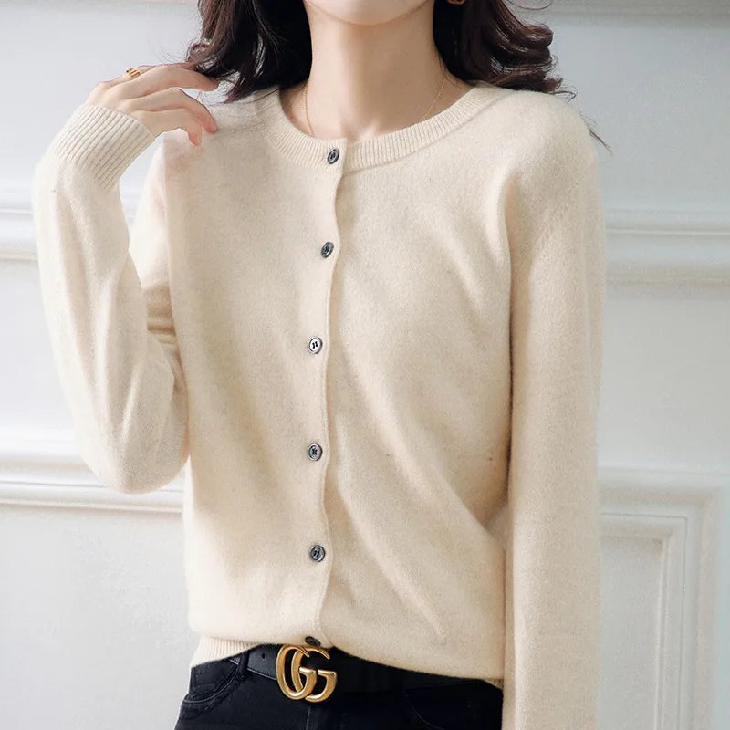 Miranda™ | Unicoloured casual cardigan jumper
