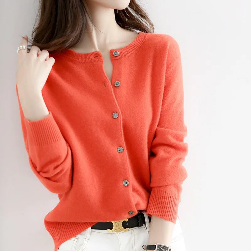 Miranda™ | Unicoloured casual cardigan jumper
