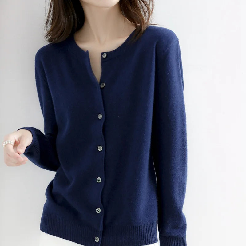 Miranda™ | Unicoloured casual cardigan jumper