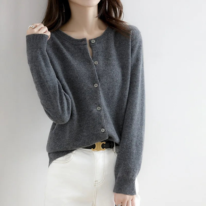 Miranda™ | Unicoloured casual cardigan jumper