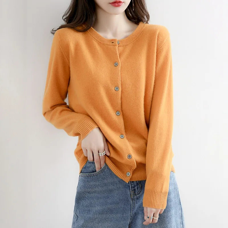 Miranda™ | Unicoloured casual cardigan jumper