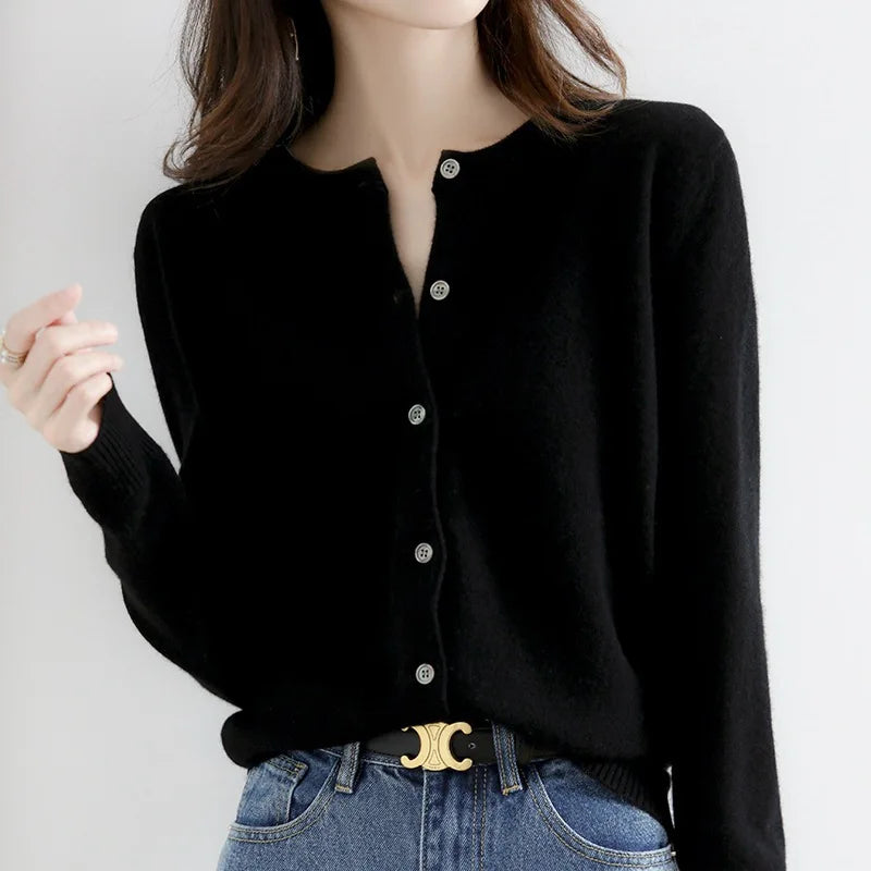Miranda™ | Unicoloured casual cardigan jumper