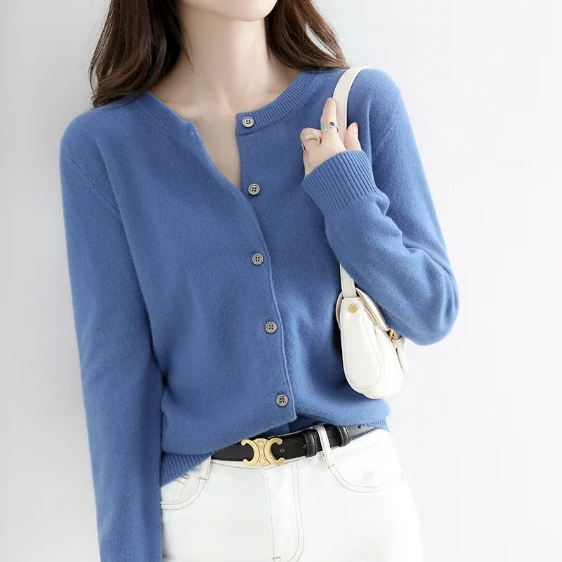 Miranda™ | Unicoloured casual cardigan jumper